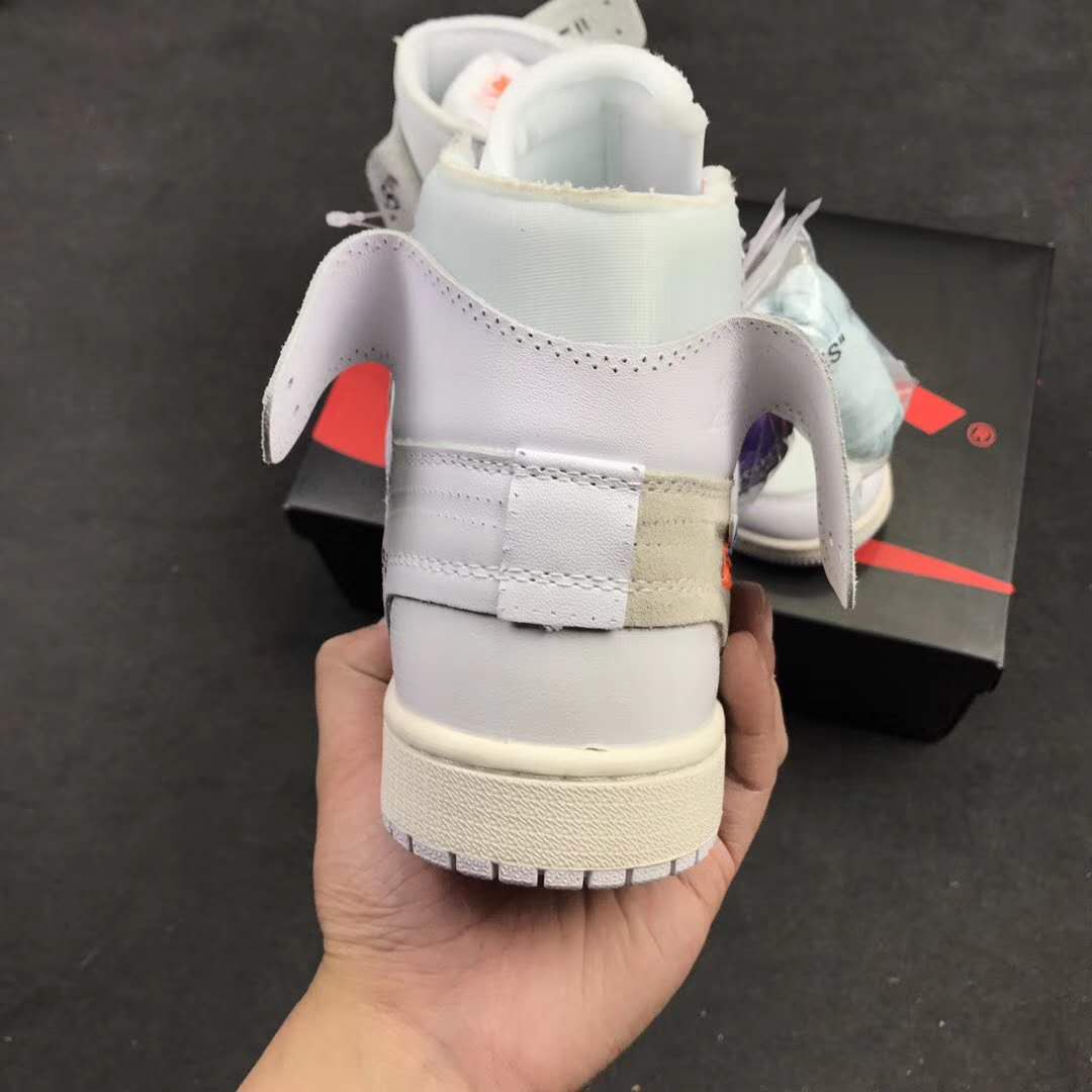 aj1联名offwhite纯白鞋头细节,nikeaj1低帮芝加哥红白黑测评
