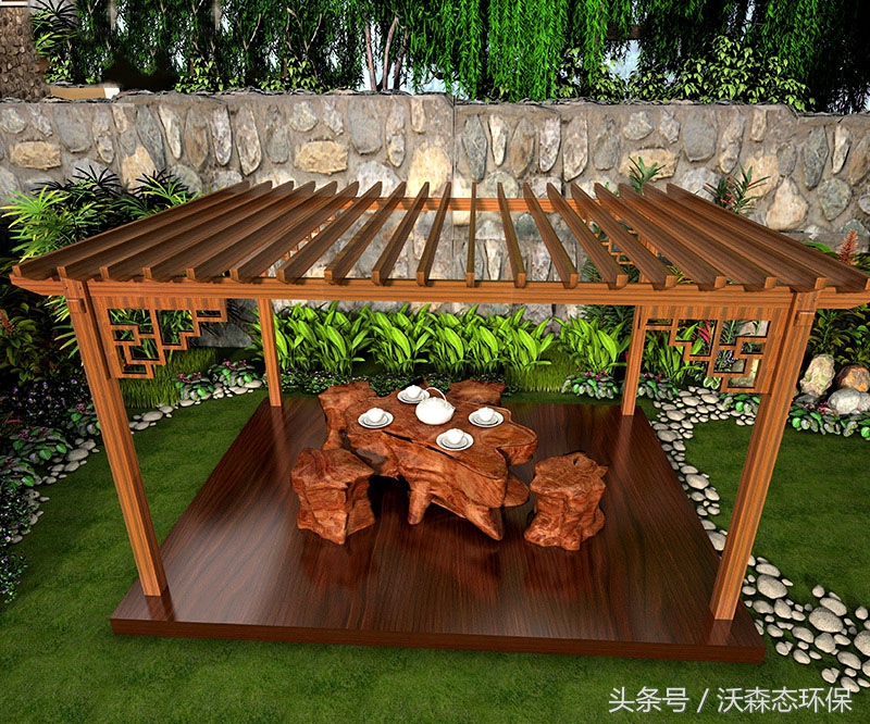 新中式阳台植物花架,阳台花架原木风