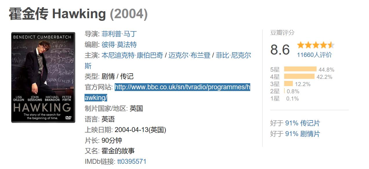 霍金万物理论获奥斯卡,霍金最好的三部电影