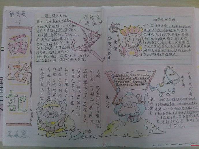 怎样制作西游记手抄报,西游记思维导图手抄报