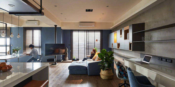 屋内通透玻璃墙,现代风格玻璃墙装修效果图