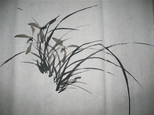水墨兰花花瓣画法,齐白石的兰花画法