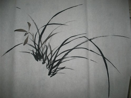 水墨兰花花瓣画法,齐白石的兰花画法