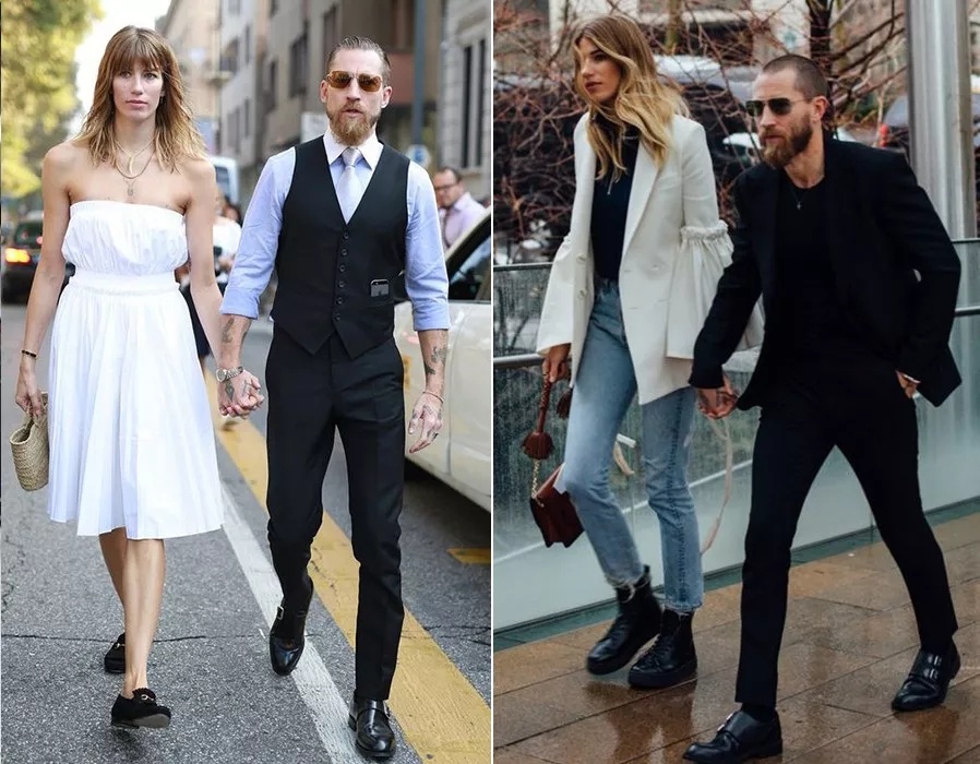 街拍街上夫妻秀恩爱,街拍路上秀恩爱