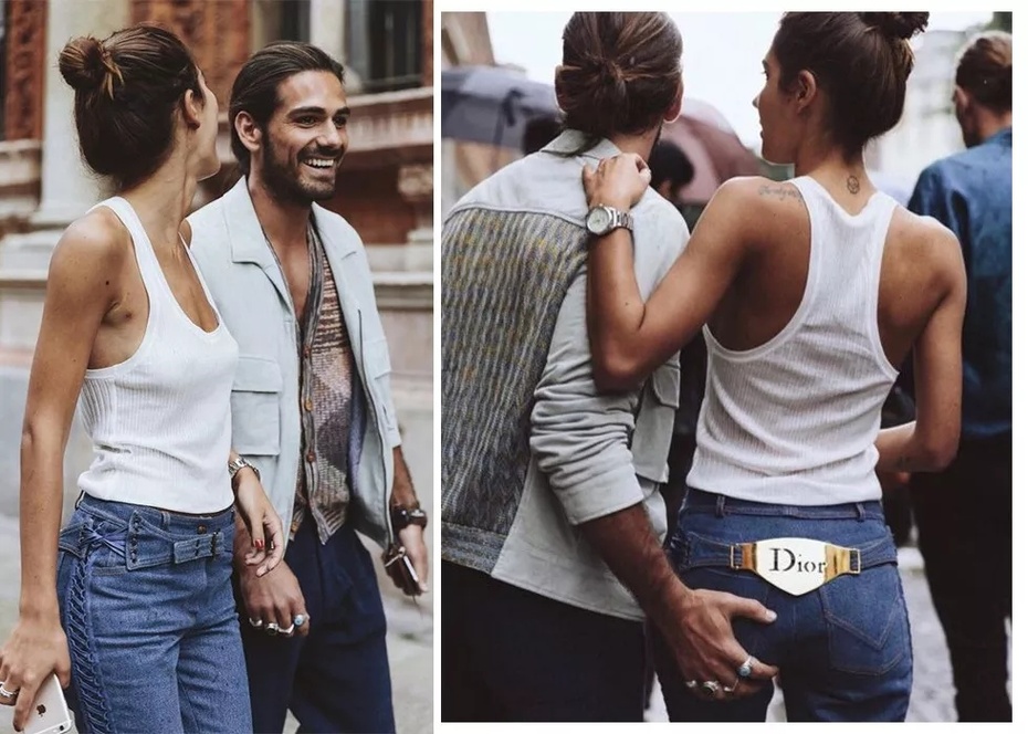 街拍街上夫妻秀恩爱,街拍路上秀恩爱