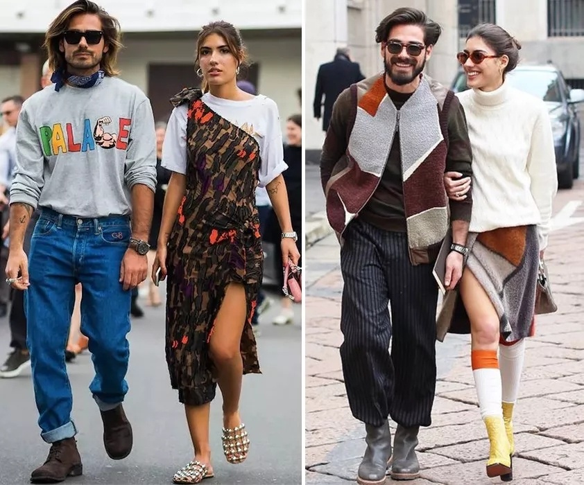 街拍街上夫妻秀恩爱,街拍路上秀恩爱