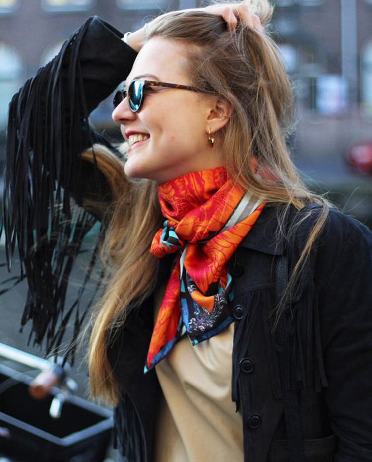 长条形丝巾十种系法春天,长丝巾春天的各种系法