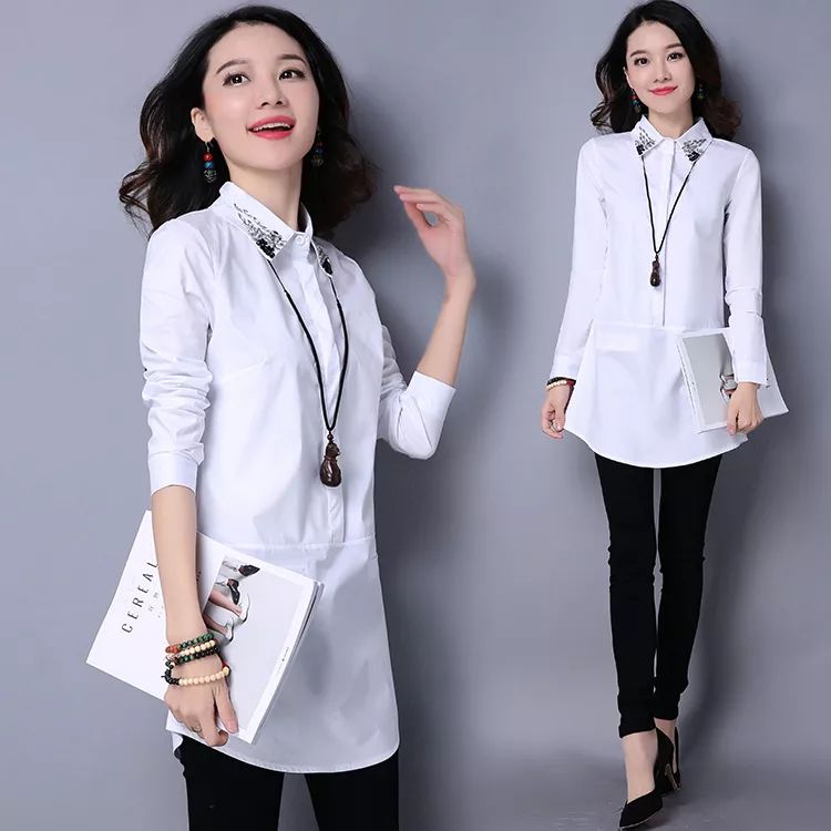 中长款不规则衬衫搭配小脚裤套装,宽松衬衫穿搭女中长款搭配小脚裤