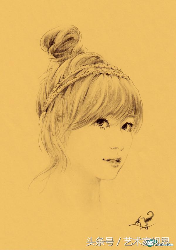 素描女生头像唯美图片,一张好的精美素描