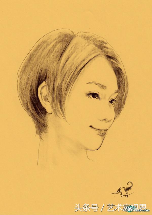 素描女生头像唯美图片,一张好的精美素描