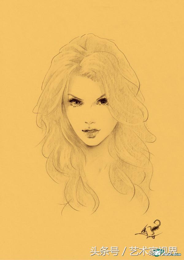 素描女生头像唯美图片,一张好的精美素描
