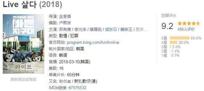 一口气看完高分韩剧《live》,2018年韩剧豆瓣评分最高排行榜