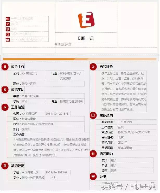 新媒体简历模板大学生,新媒体简历模板个人爱好写什么