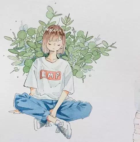 日本小姐姐画画素描,日本小姐姐一组插画