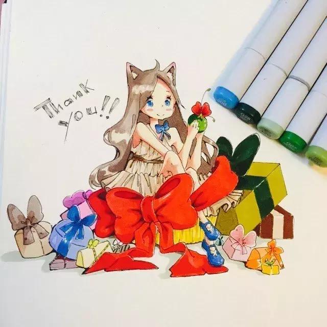 日本小姐姐画画素描,日本小姐姐一组插画