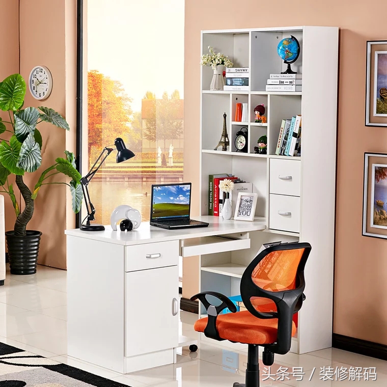 书柜电脑桌一体颜色搭配最新款,衣柜书柜电脑桌组合拐角