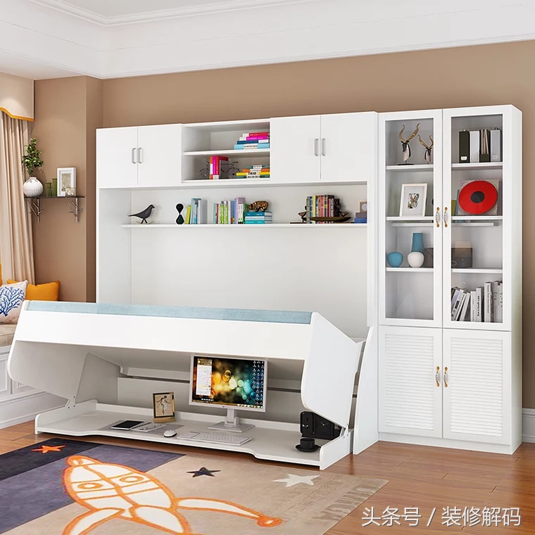 书柜电脑桌一体颜色搭配最新款,衣柜书柜电脑桌组合拐角