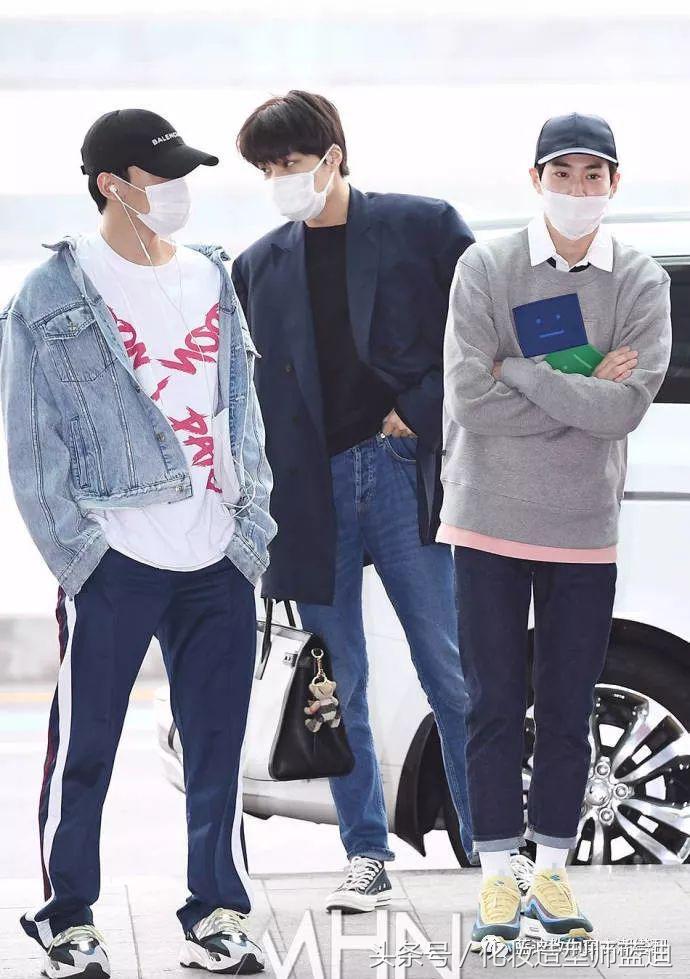 金俊勉，朴灿烈，都暻秀机场*服私**，活动*服私**搭配