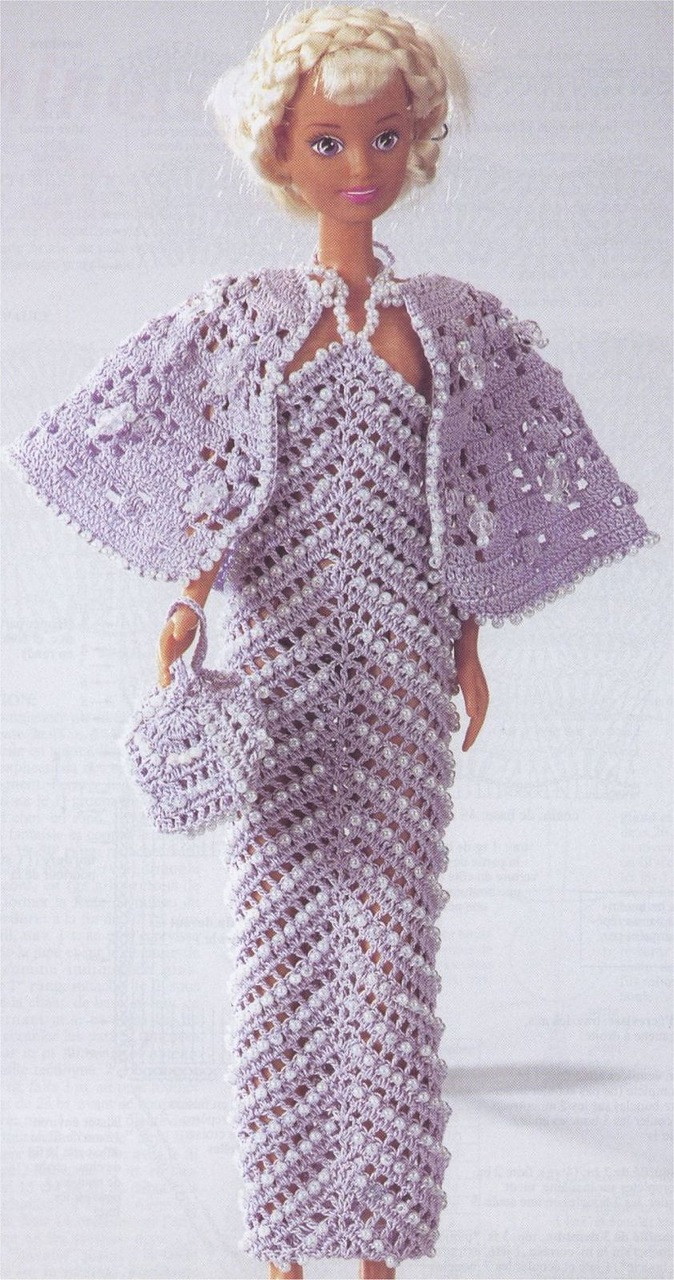 钩织芭比娃娃衣服,17厘米芭比娃娃衣钩织教程