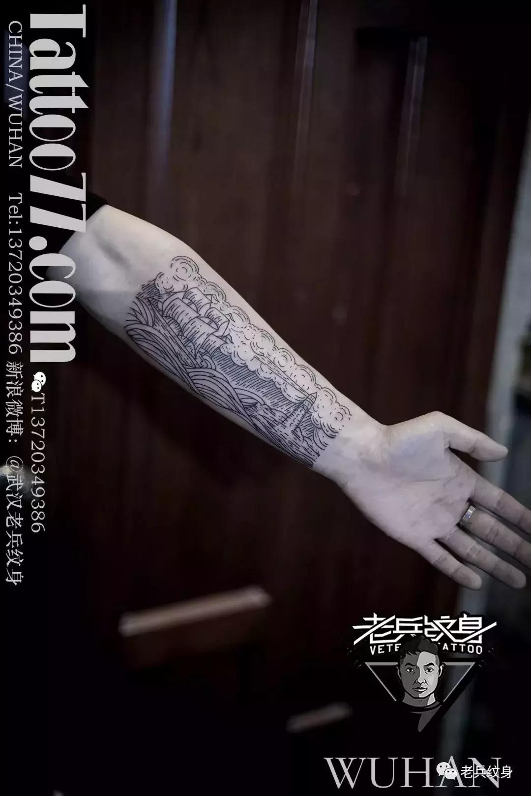 老兵纹身工作室的纹身结果,老兵纹身小臂手稿大全