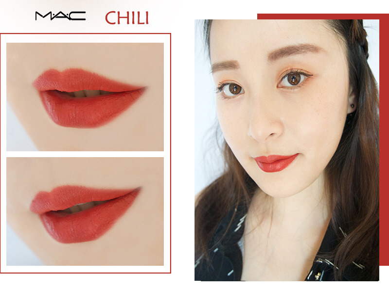 macchili小辣椒口红平替,mac秀智色黄皮试色