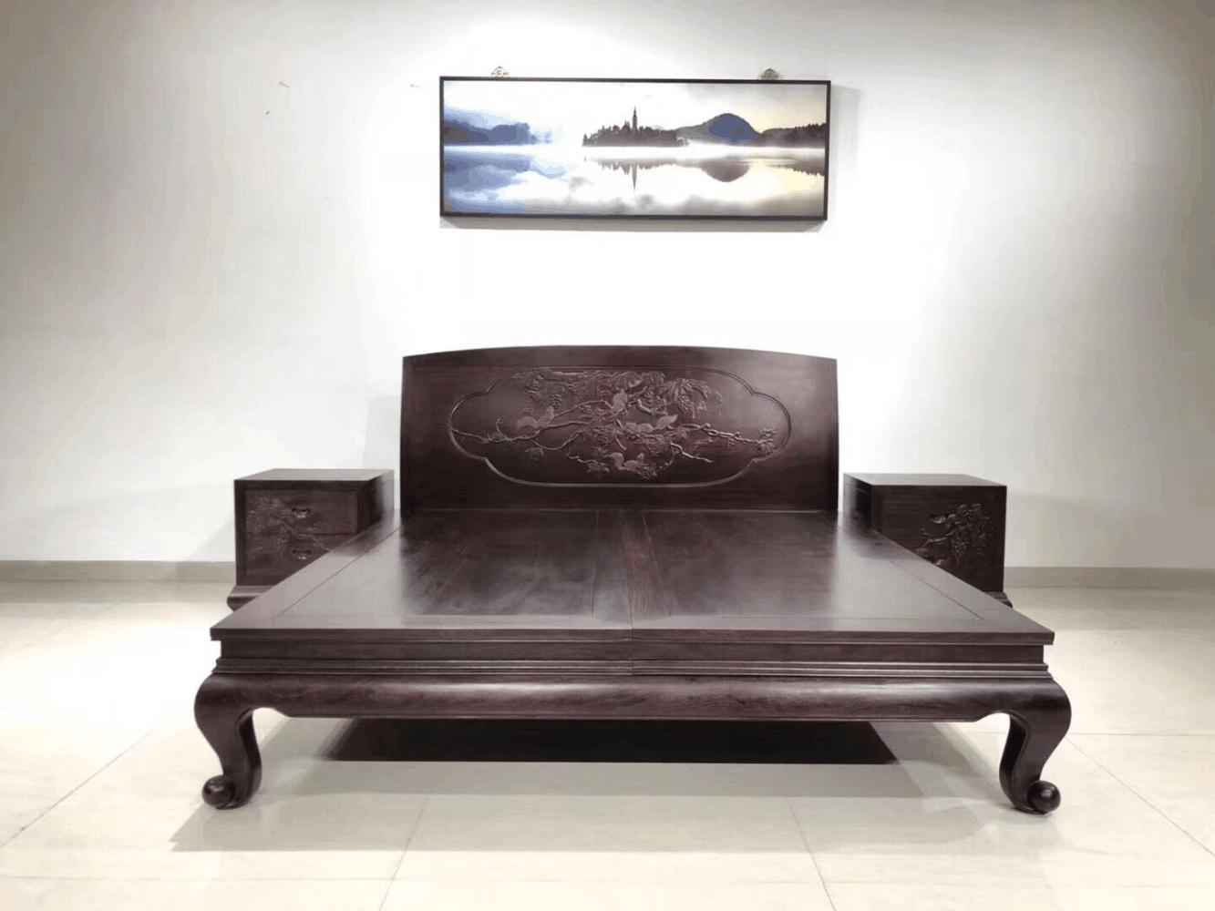 赞比亚血檀雕刻件,赞比亚血檀国色天香沙发