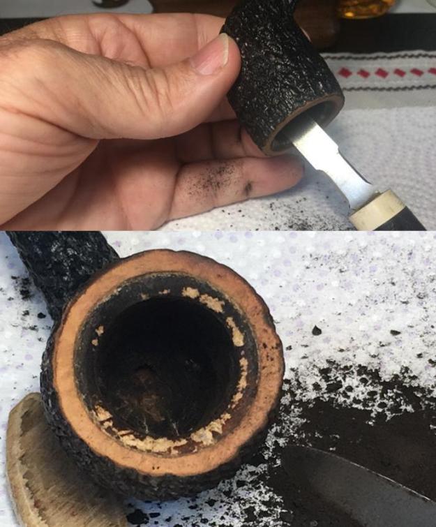 修复牛角烟斗,古董手工烟斗