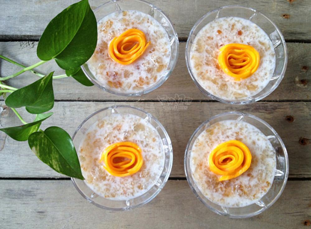 桃胶甜品做法视频教程,美食主播做甜品过程