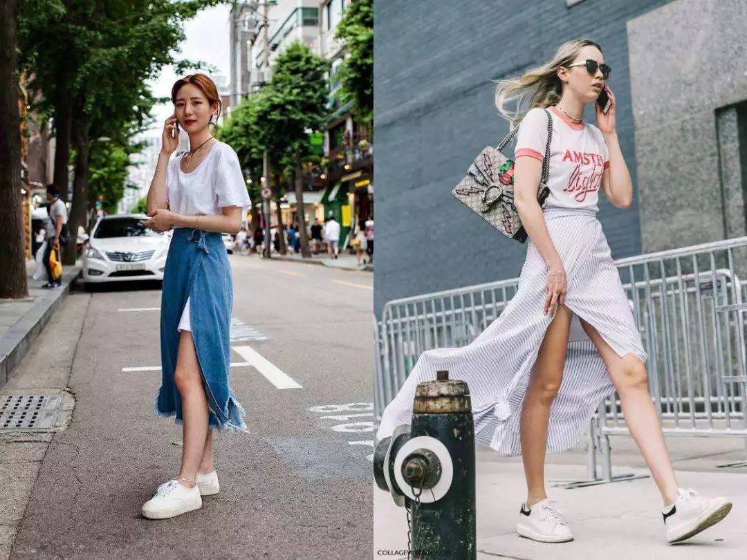 T恤+裙子,2019超时髦搭配