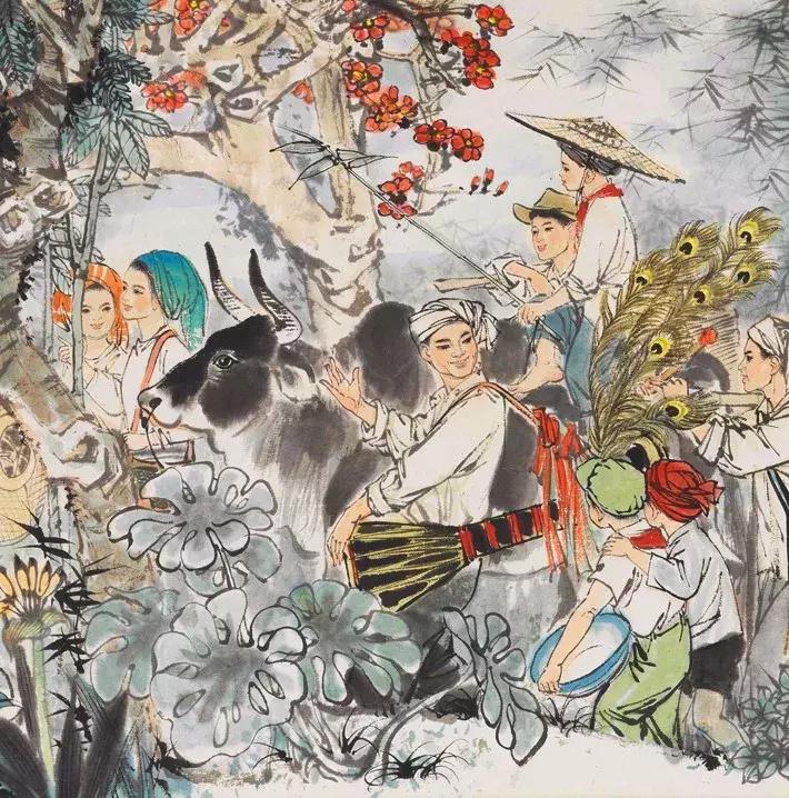 刘旦宅致郑重《泼水节图》