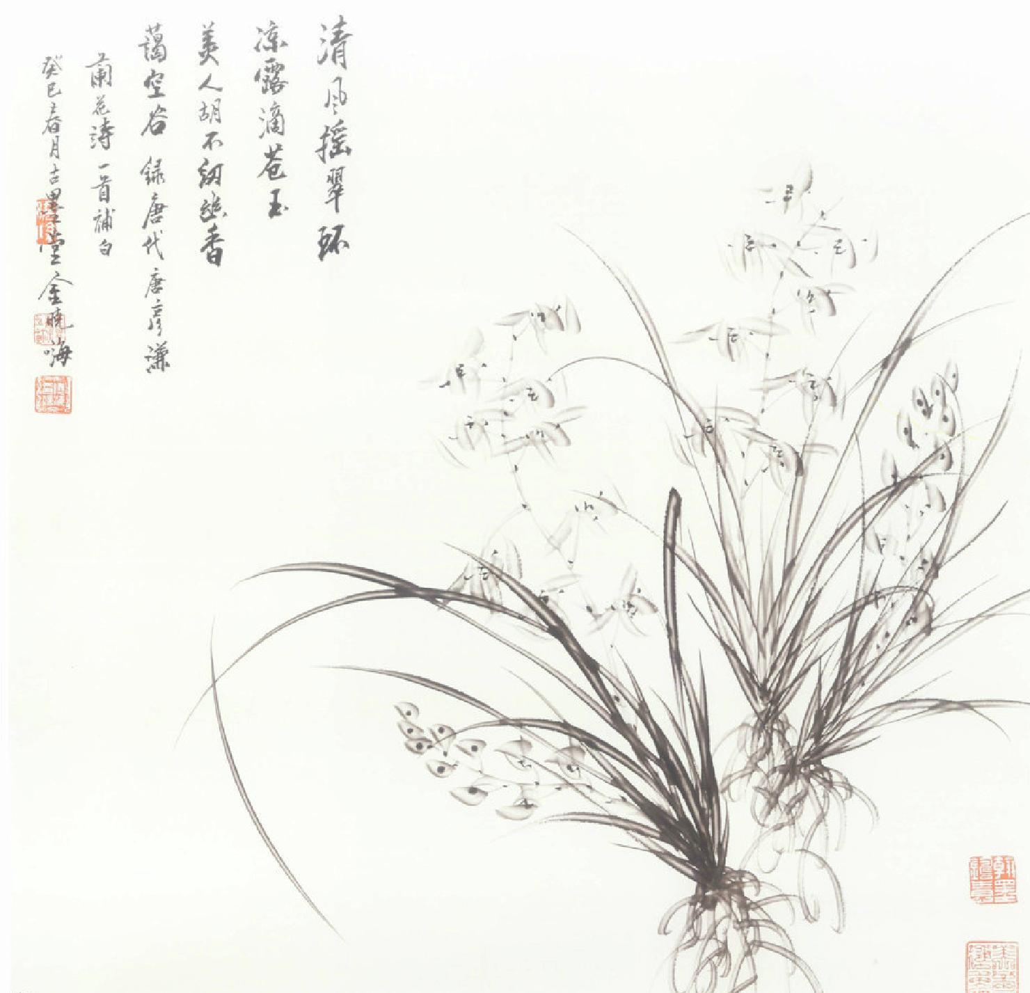 金晓海兰竹国画技法现场教学(附视频)