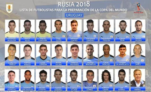 乌拉圭出战名单,乌拉圭世界杯26人名单公布