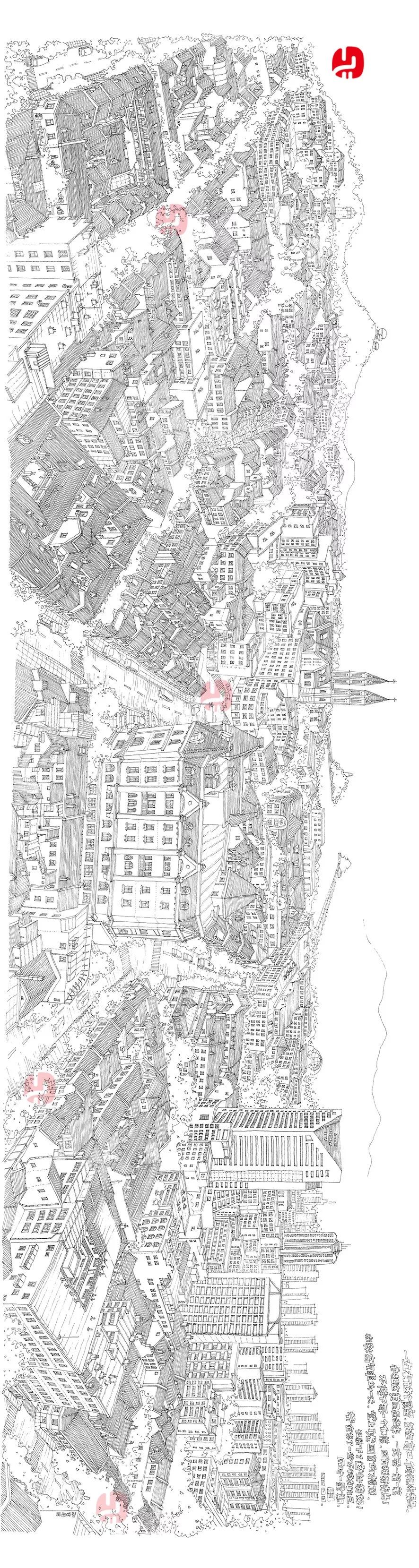 手绘青岛中山路游览图,手绘青岛建筑效果图