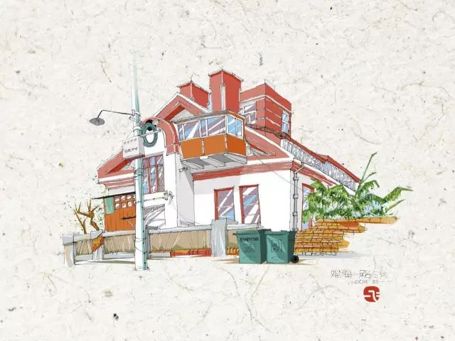 手绘青岛中山路游览图,手绘青岛建筑效果图