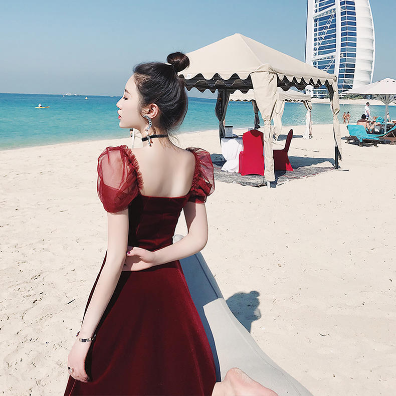 水墨印花真丝遮肚子荷叶边连衣裙,荷叶边连衣裙夏季轻奢高级感