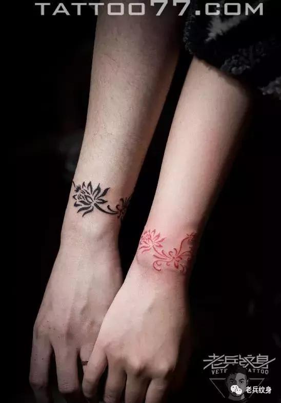 老兵手臂纹身作品欣赏,老传统小图情侣款纹身手稿