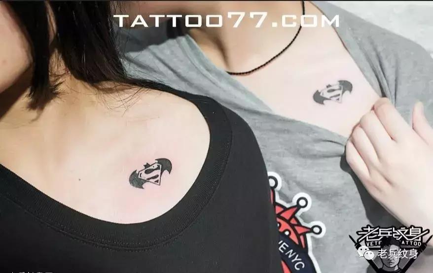 老兵手臂纹身作品欣赏,老传统小图情侣款纹身手稿