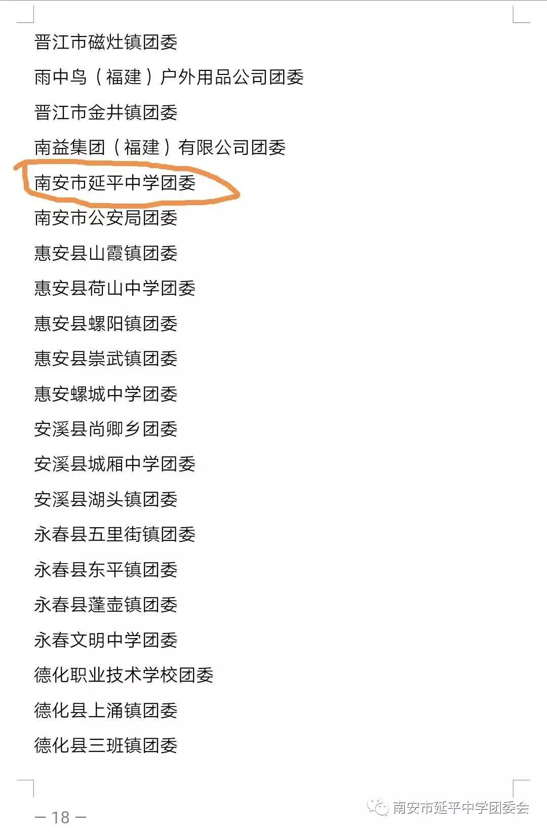 「喜报」祝贺!延平中学团委荣获“泉州市五四红旗团委”称号