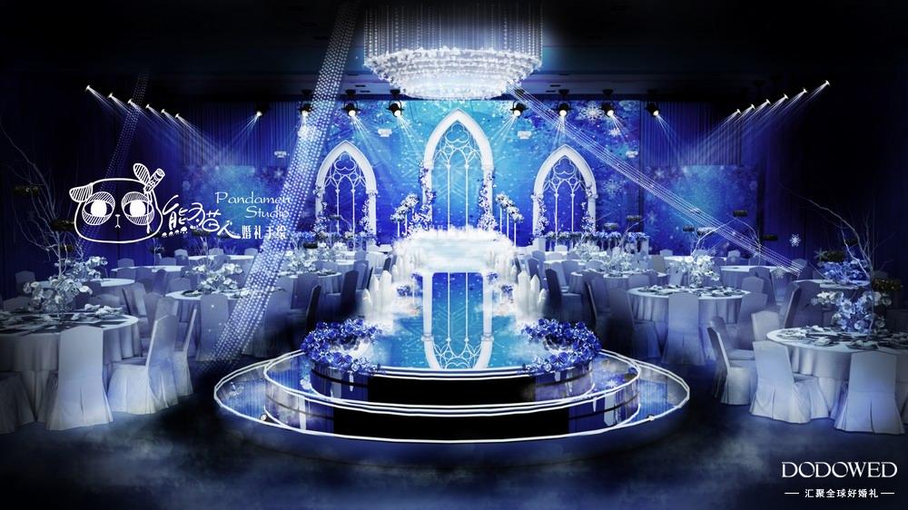 DODOWED婚礼手绘推荐系列之熊猫人星空主题婚礼效果图