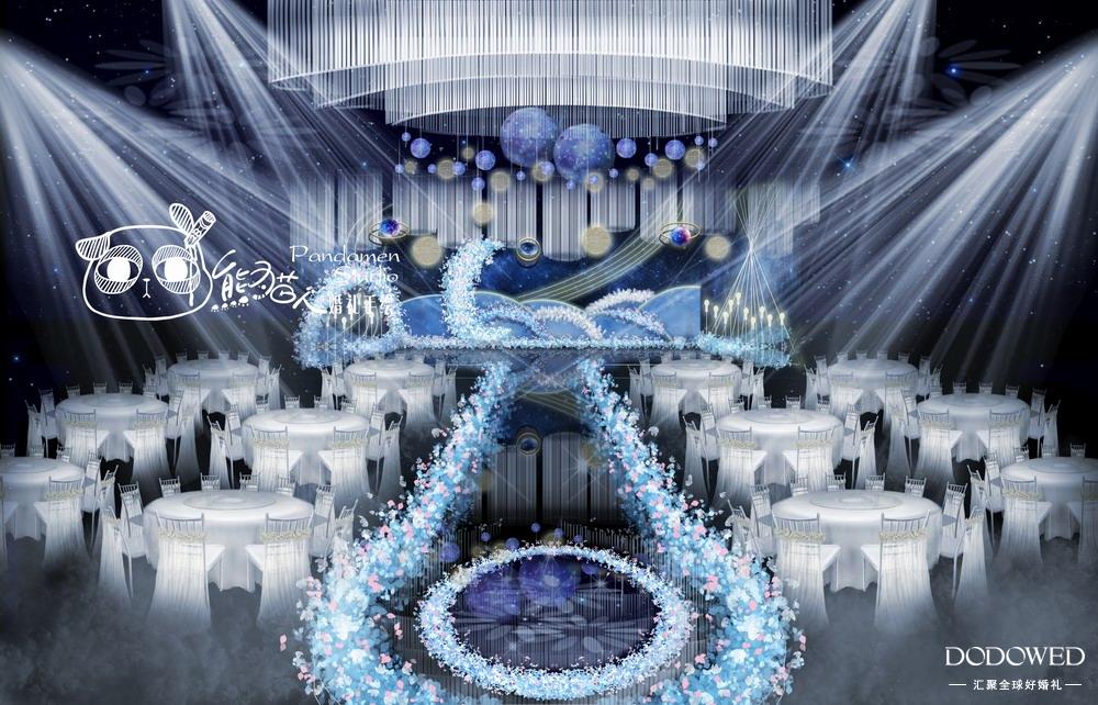 DODOWED婚礼手绘推荐系列之熊猫人星空主题婚礼效果图