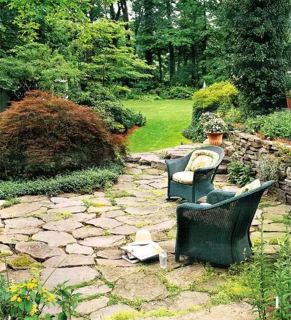 庭院铺地石材料大全,济南庭院铺地红砂岩石材