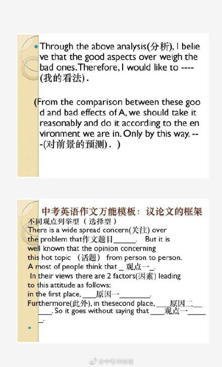 中考英语考试万能作文开头,中考英语作文万能单词