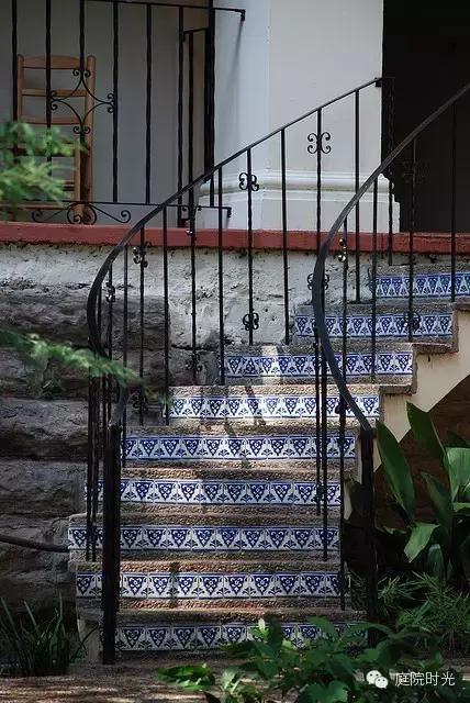 庭院小路台阶铺装效果图,马赛克庭院铺装