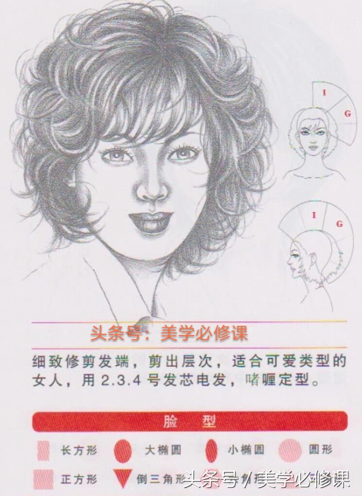 大卷发型长发烫发裁剪教程,中长卷发烫发