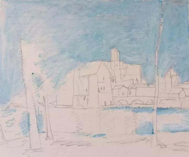 如何用颜料画一幅简单的风景画,怎么用油画棒画风景画