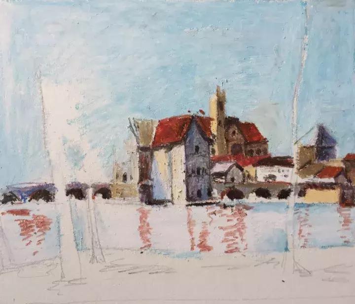 如何用颜料画一幅简单的风景画,怎么用油画棒画风景画