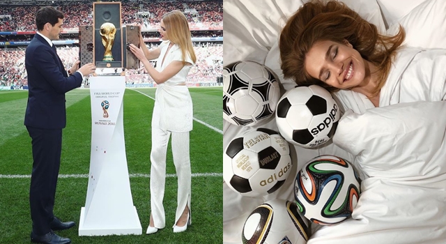 路易威登太子妃低V登上世界杯绿茵场，俄罗斯国宝超模长得像舒淇