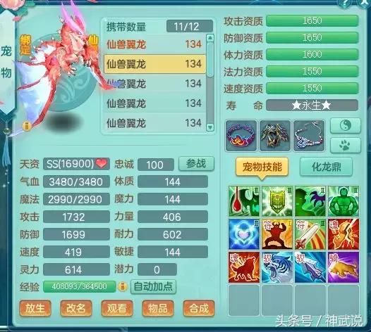 神武仙兽翼龙5技能多少钱,神武3龙宫攻略