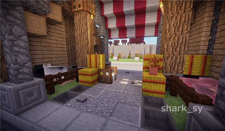 我的世界中世纪店铺教程,我的世界小摊店铺建筑教程