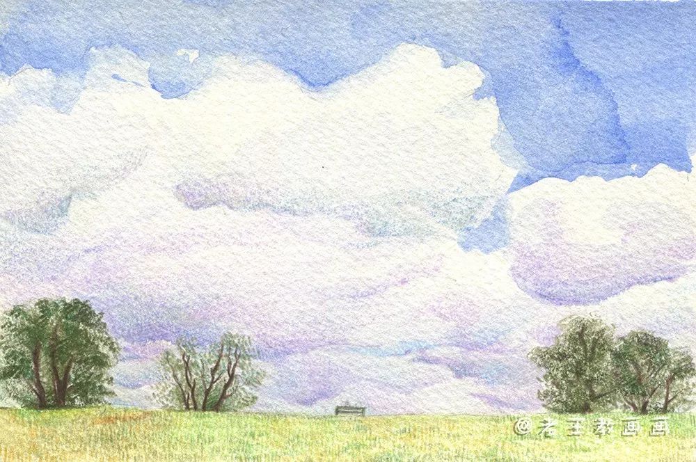 夏天画一幅画简单又漂亮,如何用马克笔画蓝天白云